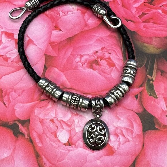 Brighton Retired Black Braided Leather Cord Choker Necklace - Picture 4 of 11